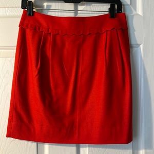NWT. Red, lightweight wool skirt by J.Crew